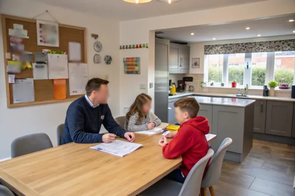 Young person and carer at kitchen table
